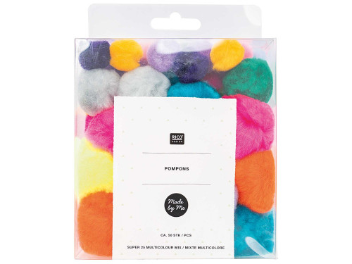 Pompony Super Multicolour - Rico Design - kolorowe, 50 szt.
