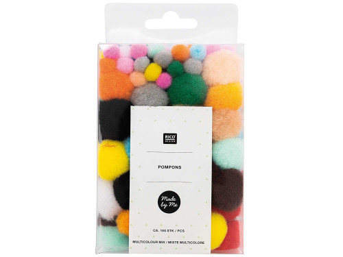 Pompony Super Multicolour - Rico Design - kolorowe, 100 szt.