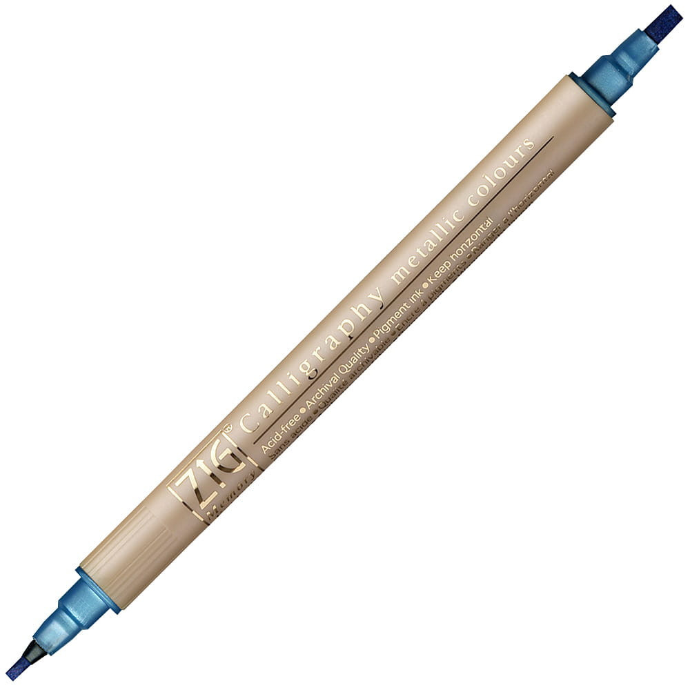 ZIG Calligraphy Metallic Marker - Kuretake - dual tip, blue