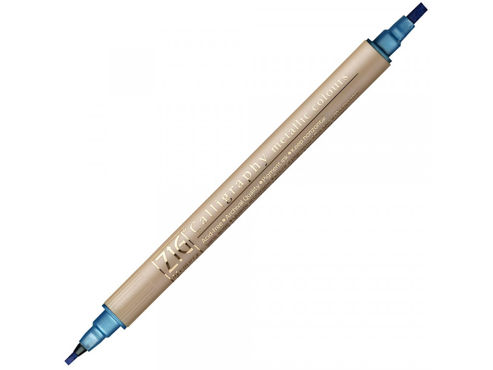 ZIG Calligraphy Metallic Marker - Kuretake - dual tip, blue
