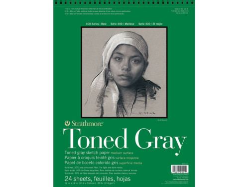 Szkicownik Toned Gray 28 x 36 cm - Strathmore - 118 g, 24 arkusze
