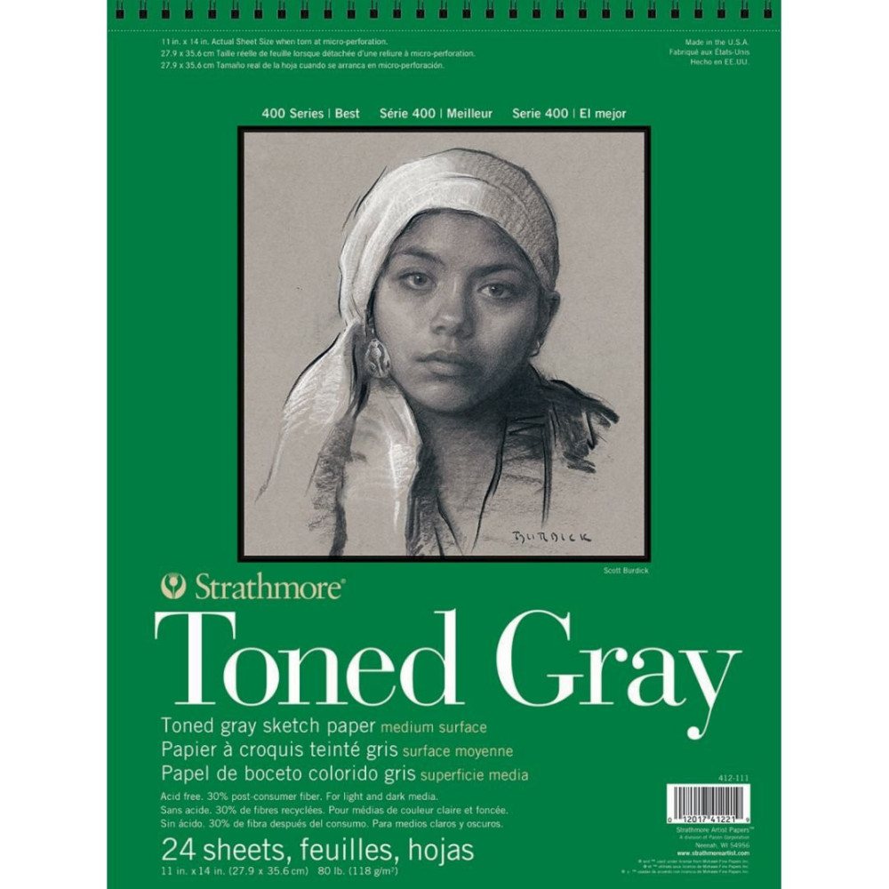 Toned Gray sketch paper 28 x 36 cm - Strathmore - 118 g, 24 sheets