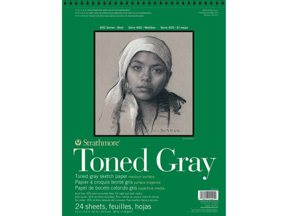 Szkicownik Toned Gray 28 x 36 cm - Strathmore - 118 g, 24 arkusze