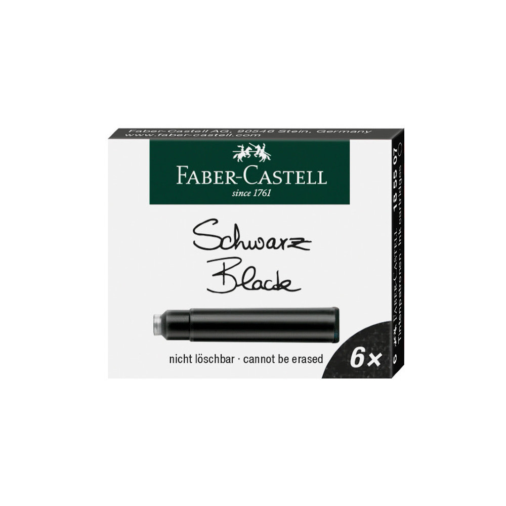 Ink cartridges - Faber-Castell - Black, short, 6 pcs.