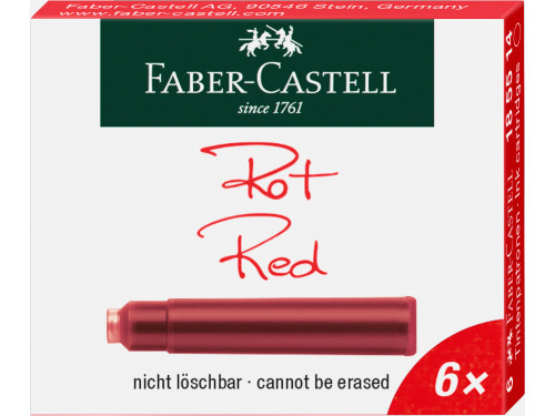 Ink cartridges - Faber-Castell - Red, short, 6 pcs.