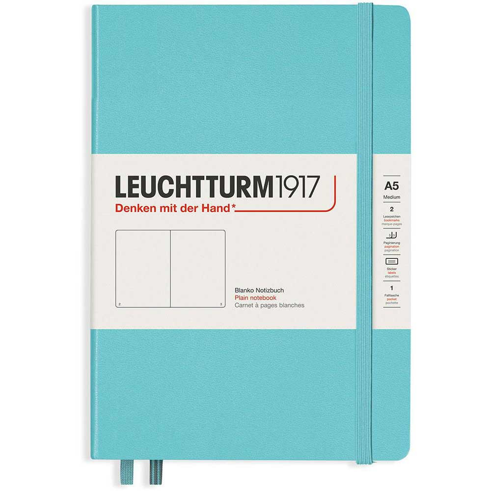 Leuchtturm1917 A5 Medium Hardcover Plain Notebook - Aquamarine