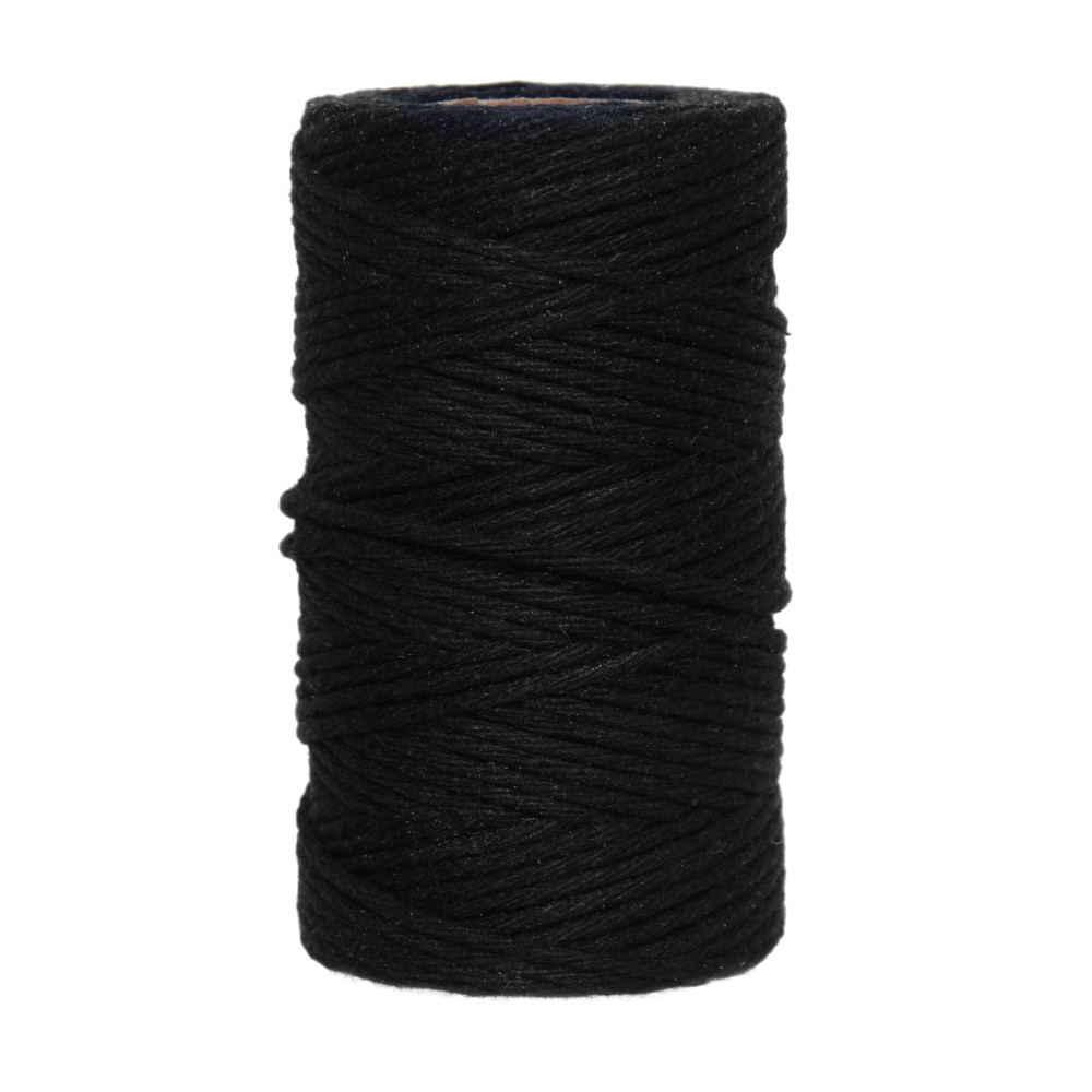 Cotton cord for macrames - black, 2 mm, 60 m