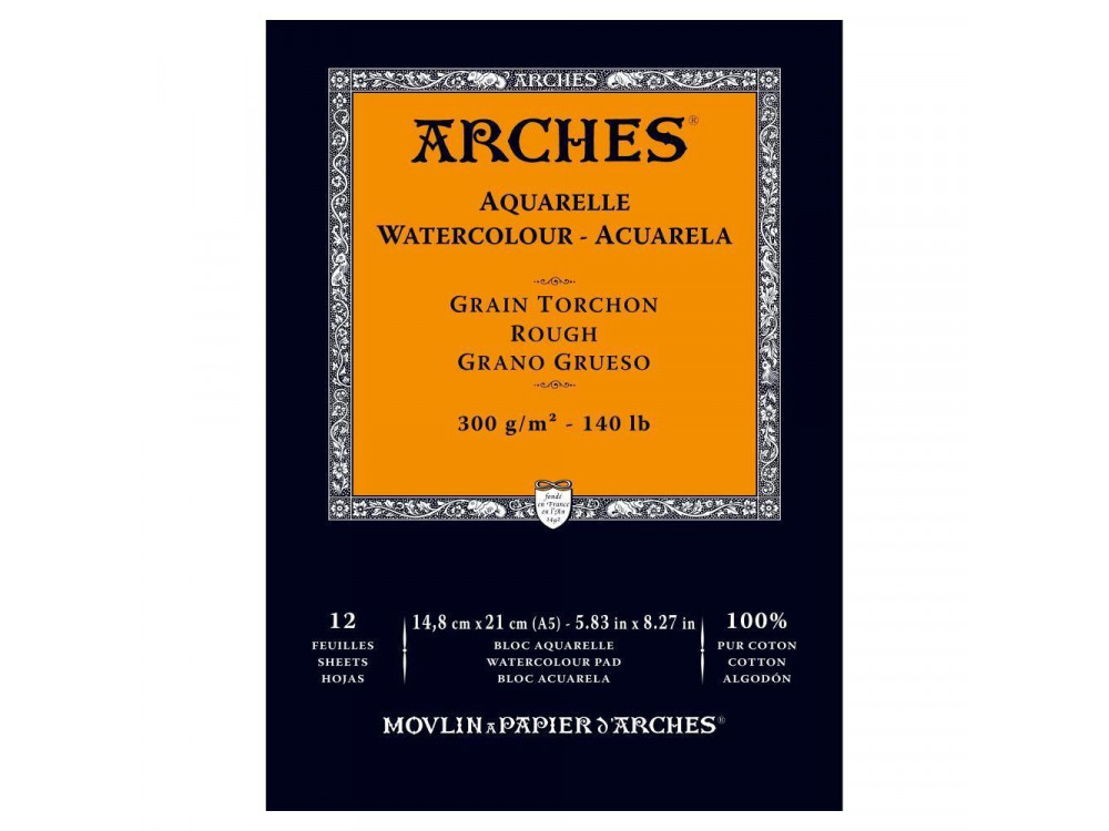 Blok do akwareli - Arches - rough, A5, 300 g, 12 ark.