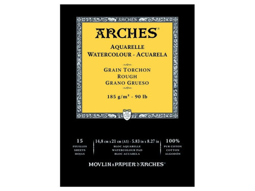 Watercolor paper - Arches - rough, A5, 185 g, 15 sheets