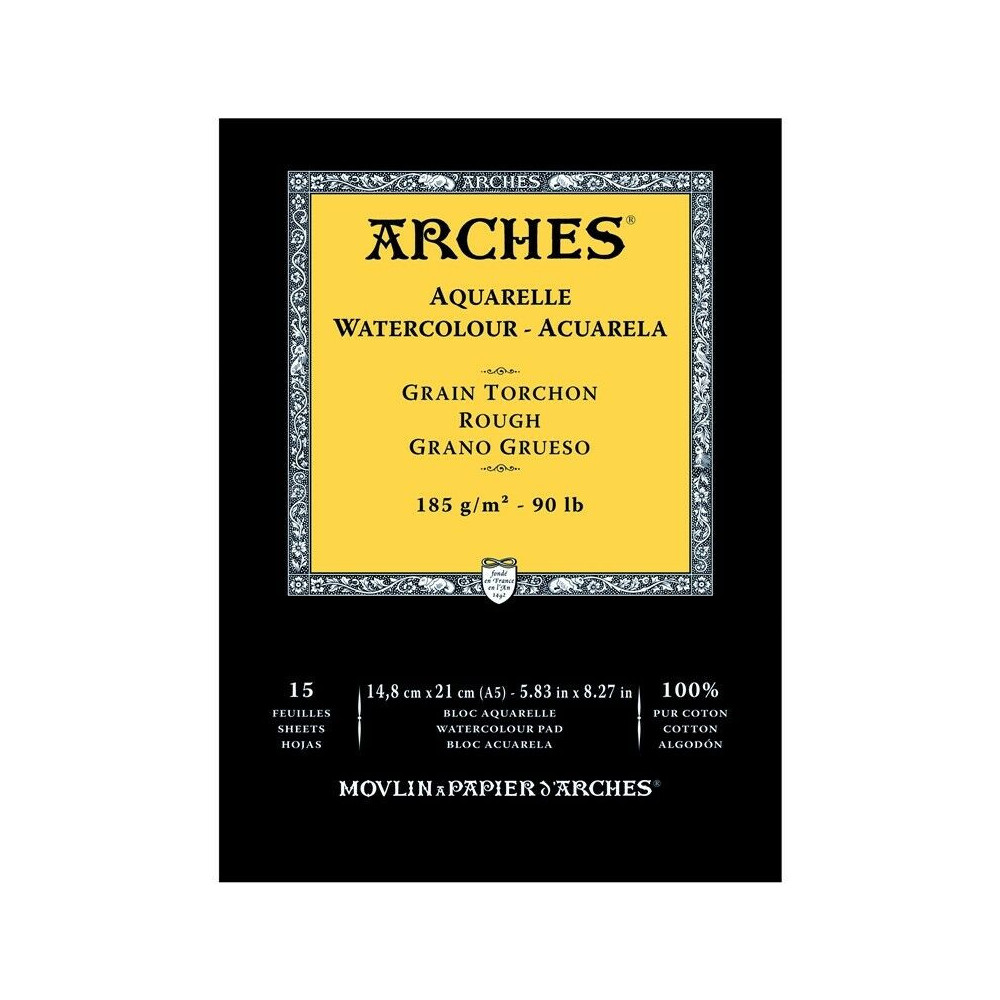 Blok do akwareli - Arches - rough, A5, 185 g, 15 ark.