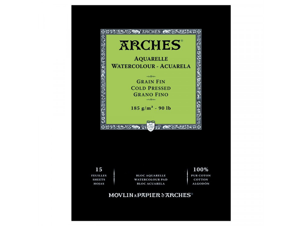Blok do akwareli - Arches - cold pressed,  A5, 185 g, 15 ark.