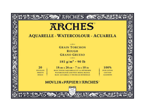 Blok do akwareli - Arches - rough, 18 x 26 cm, 185 g, 20 ark.
