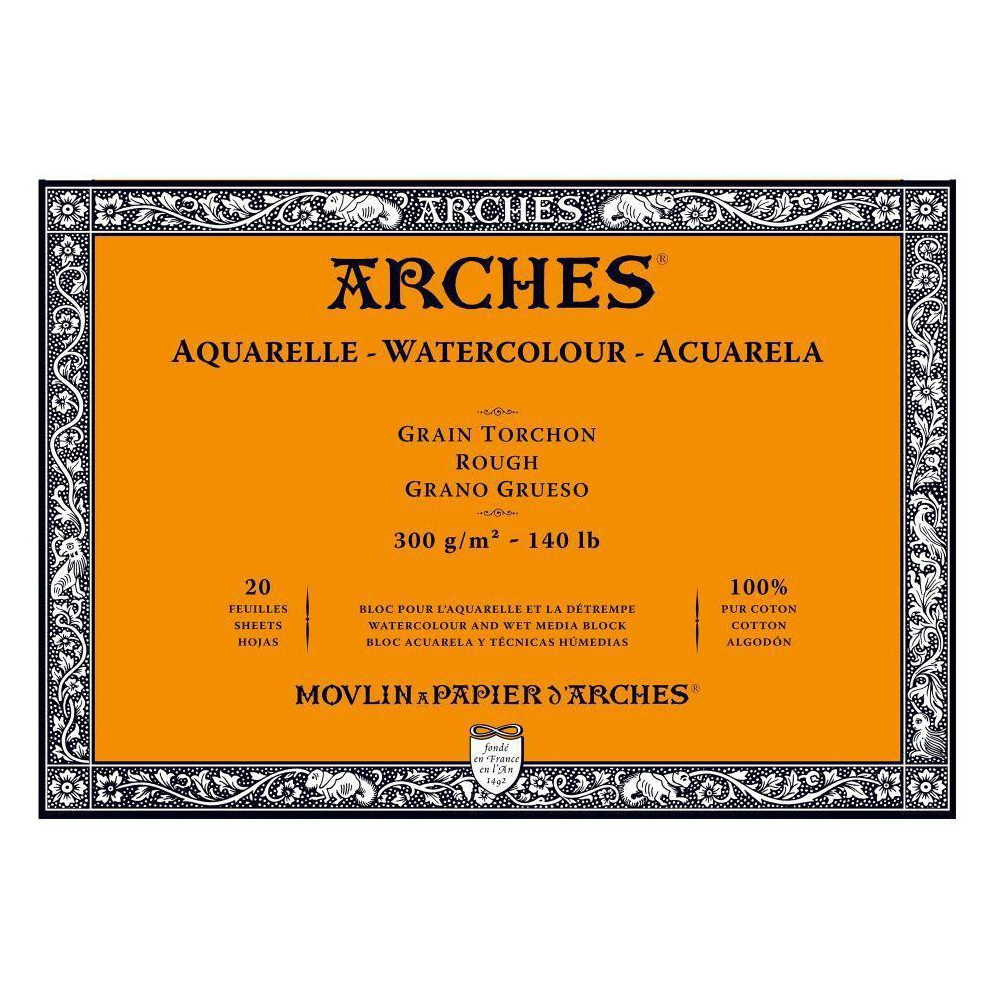 Blok do akwareli - Arches - rough, 18 x 26 cm, 300 g, 20 ark.