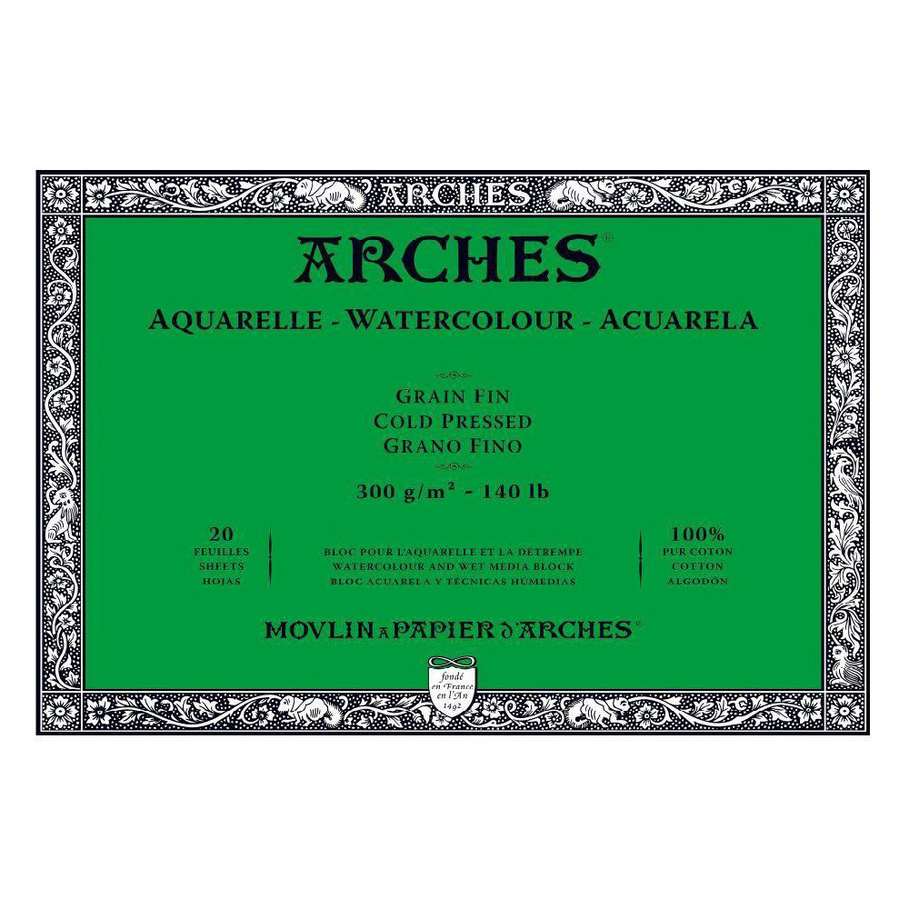 Blok do akwareli - Arches - cold pressed, 18 x 26 cm, 300 g, 20 ark.