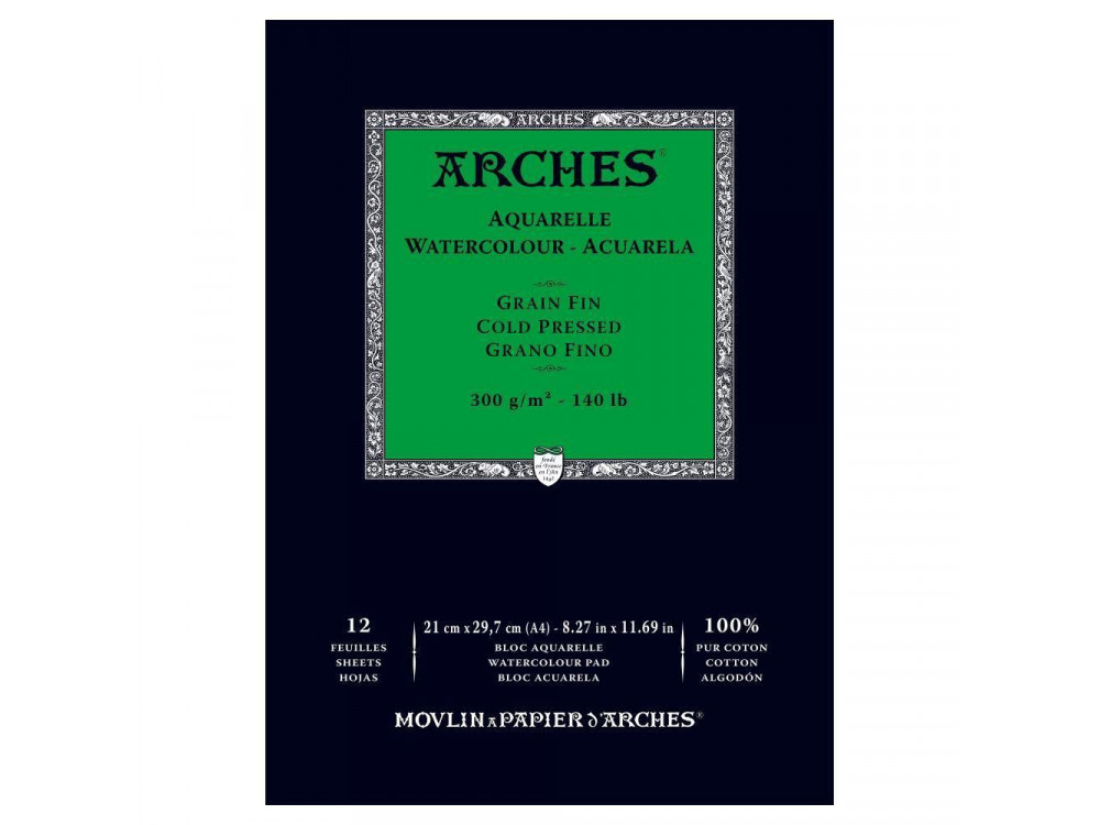Blok do akwareli - Arches - cold pressed, A4, 300 g, 12 ark.