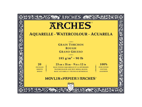 Watercolor paper - Arches - rough, 23 x 31 cm, 185 g, 20 sheets