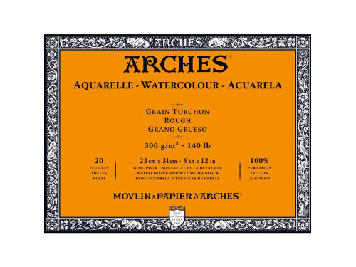 Watercolor paper - Arches - rough, 23 x 31 cm, 300 g, 20 sheets
