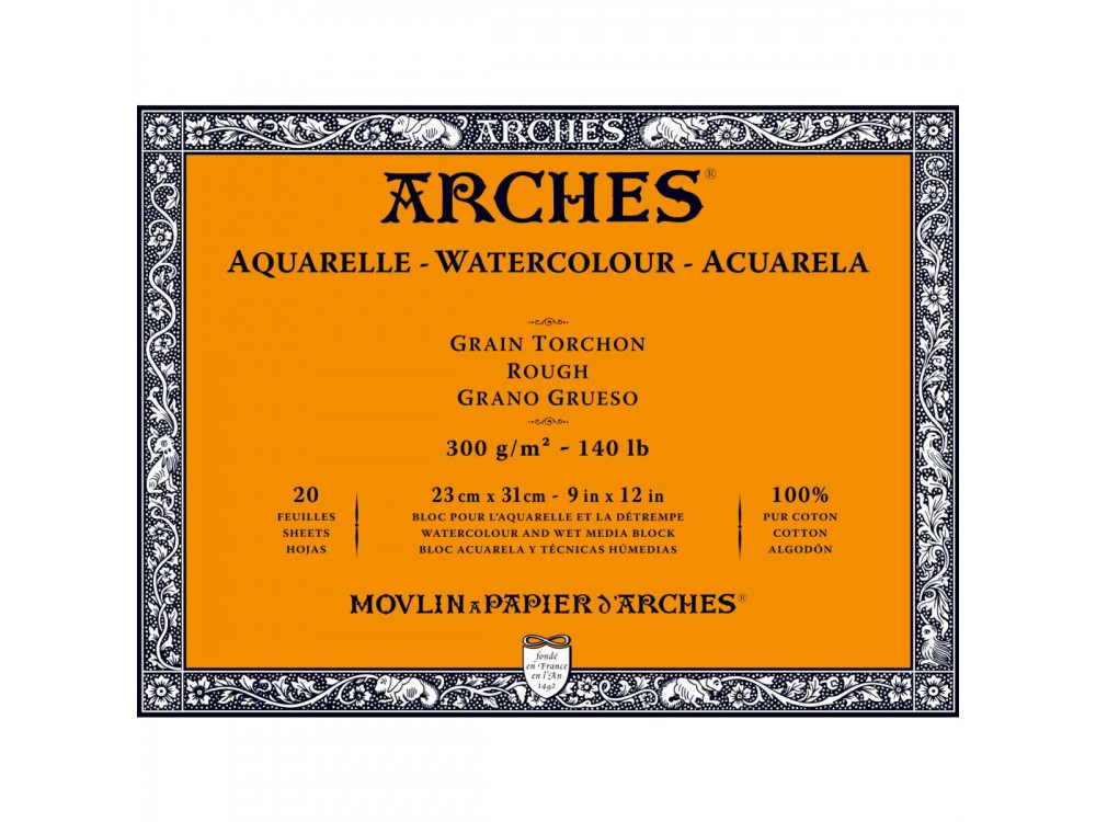 Blok do akwareli - Arches - rough, 23 x 31 cm, 300 g, 20 ark.