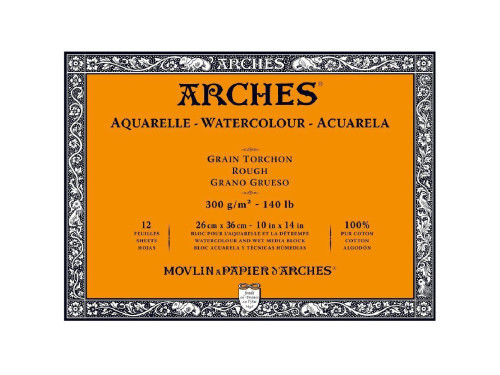 Blok do akwareli - Arches - rough, 26 x 36 cm, 300 g, 12 ark.