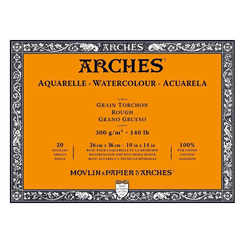 Blok do akwareli - Arches - rough, 26 x 36 cm, 300 g, 20 ark.