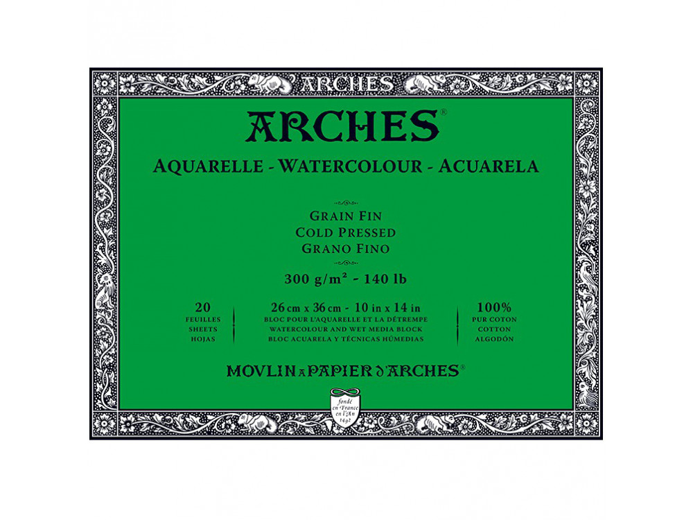 Blok do akwareli - Arches - cold pressed, 26 x 36 cm, 300 g, 20 ark.