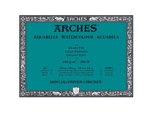 Blok do akwareli - Arches - cold pressed, 26 x 36 cm, 640 g, 10 ark.