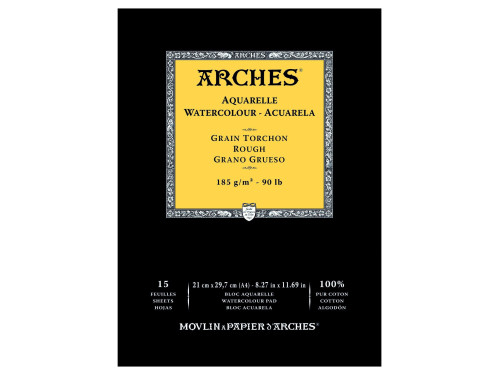 Blok do akwareli - Arches - rough, A4, 185 g, 15 ark.