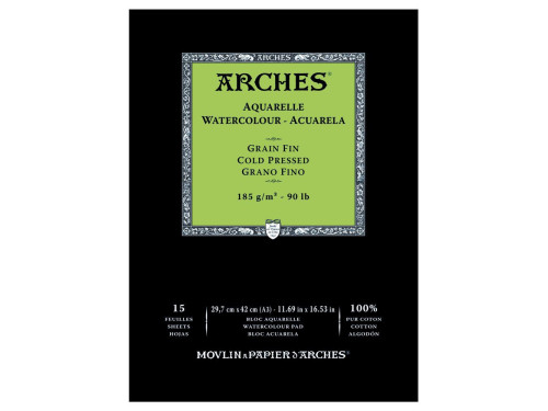 Blok do akwareli - Arches - cold pressed, A3, 185 g, 15 ark.