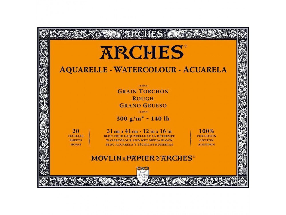 Watercolor paper - Arches - rough, 31 x 41 cm, 300 g, 20 sheets