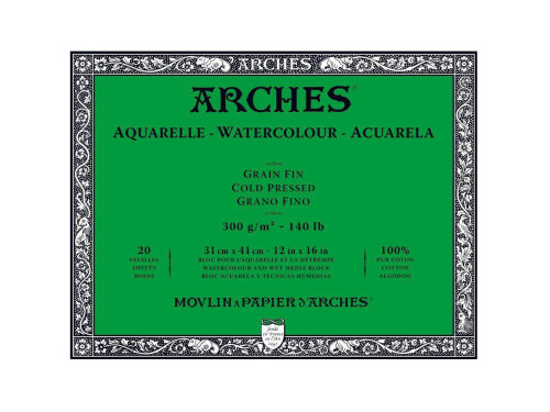 Blok do akwareli - Arches - cold pressed, 31 x 41 cm, 300 g, 20 ark.