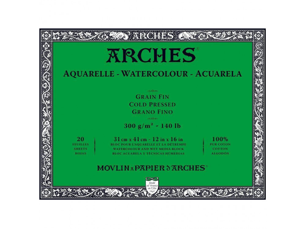 Watercolor paper, 31 x 41 - Archies - cold pressed, 300 g, 20 sheets