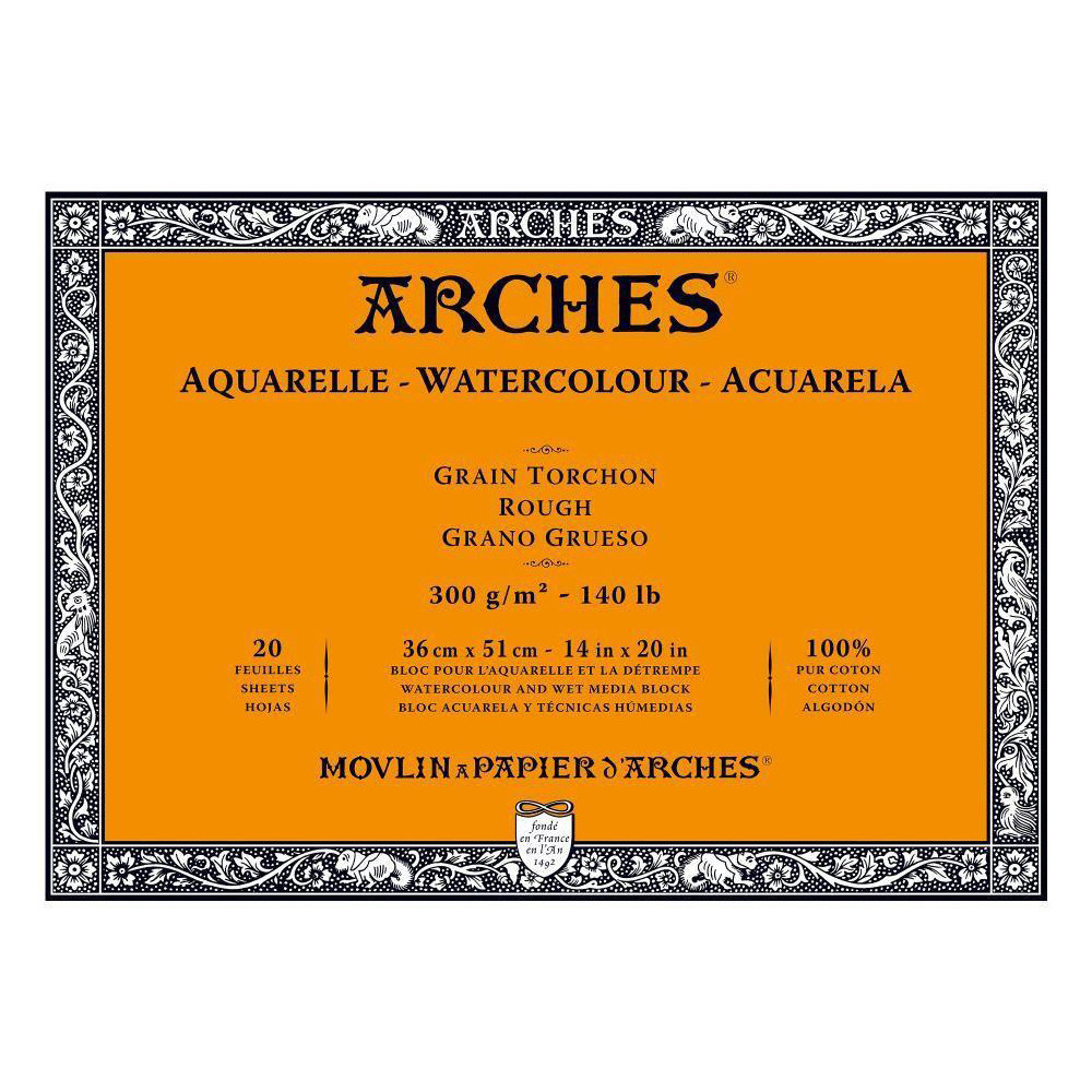 Blok do akwareli - Arches - rough, 36 x 51 cm, 300 g, 20 ark.