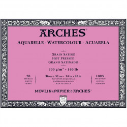 Blok do akwareli - Arches - hot pressed, 36 x 51 cm, 300 g, 20 ark.