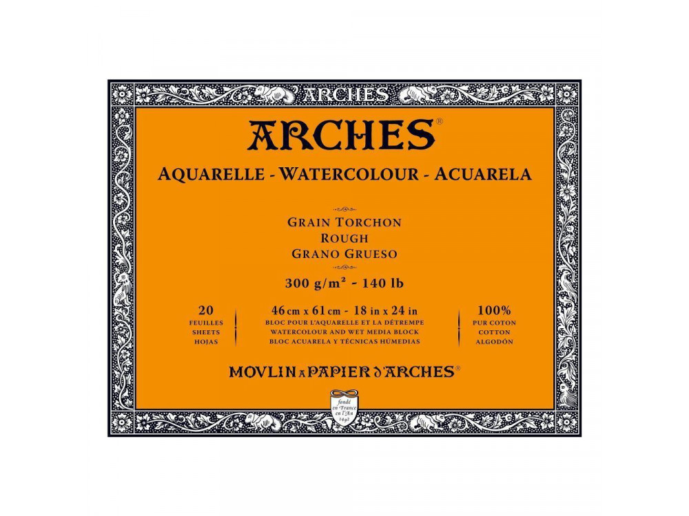 Blok do akwareli - Arches - rough, 46 x 61 cm, 300 g, 20 ark.