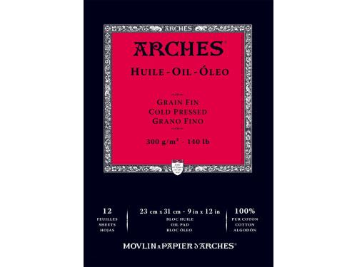 Blok do farb olejnych - Arches - cold pressed, 23 x 31 cm, 300 g, 12 ark.