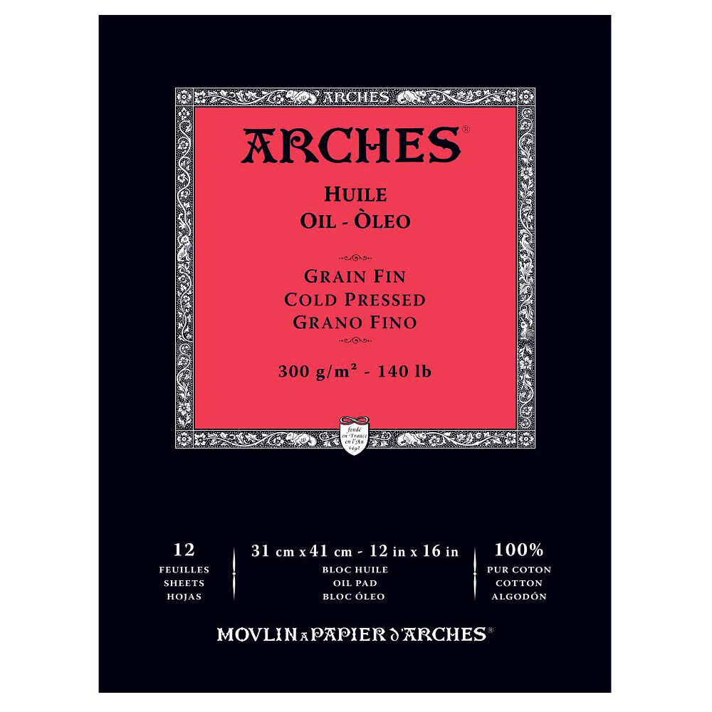 Blok do farb olejnych - Arches - cold pressed, 31 x 41 cm, 300 g, 12 ark.