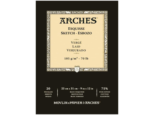 Blok rysunkowy - Arches - laid, 23 x 31 cm, 105 g, 20 ark.
