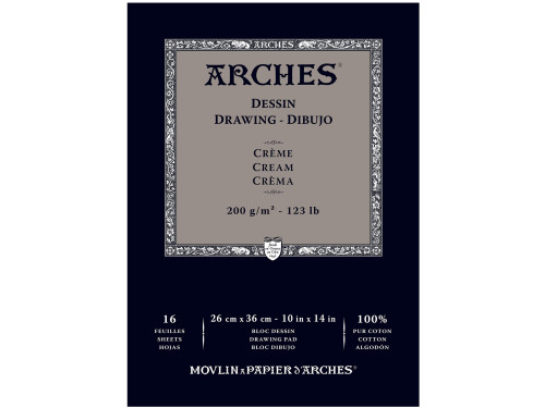 Blok rysunkowy - Arches - cream, 23 x 31 cm, 200 g, 16 ark.