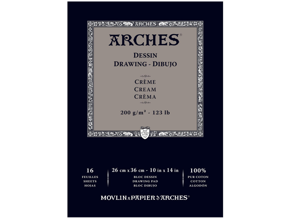 Blok rysunkowy - Arches - cream, 23 x 31 cm, 200 g, 16 ark.