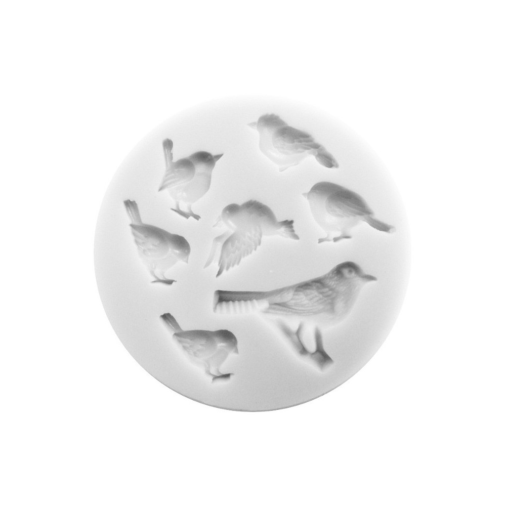 Silicone mold - round, birds