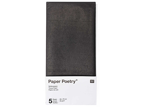 Bibuła gładka do pakowania prezentów - Paper Poetry - czarna, 5 szt.