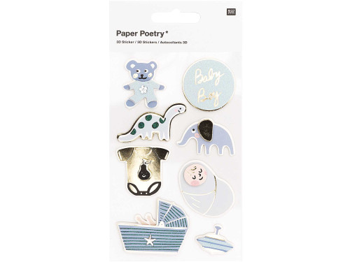 3D stickers - Paper Poetry - Baby Boy, 8 pcs