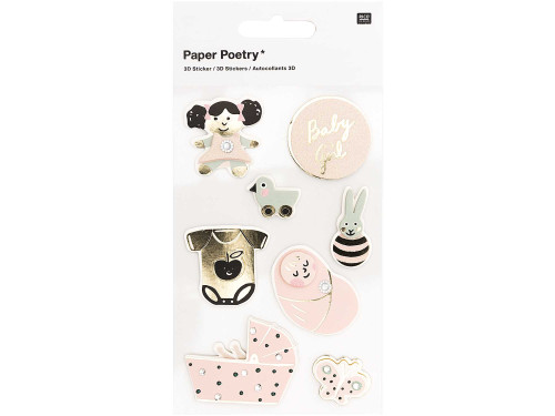 3D stickers - Paper Poetry - Baby Girl, 8 pcs