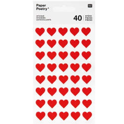 Felt stickers - Paper Poetry - Little hearts, red, 40 pcs
