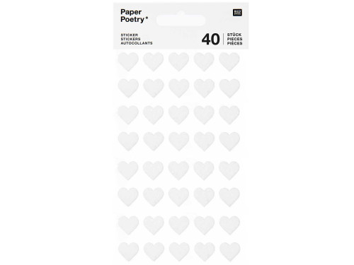 Naklejki filcowe Serca - Paper Poetry - małe, białe, 40 szt.
