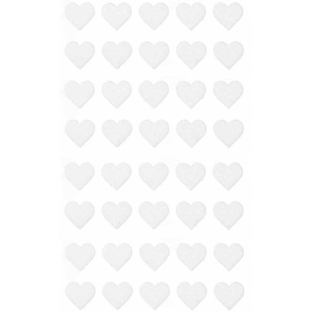 Felt stickers - Paper Poetry - Little hearts, white, 40 pcs