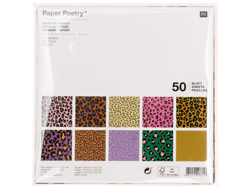 Origami paper Acid Leo - Paper Poetry - square, 15 x 15 cm, 50 sheets
