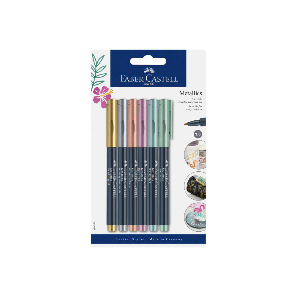 Set of metallic markers - Faber-Castell - 6 pcs