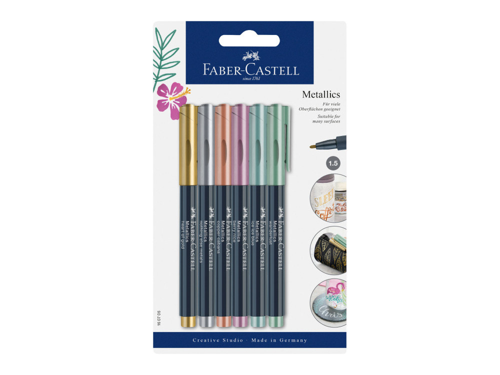 Set of metallic markers - Faber-Castell - 6 pcs
