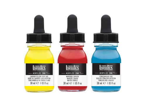 Zestaw tuszów akrylowych Essentials - Liquitex - 3 kolory x 30 ml